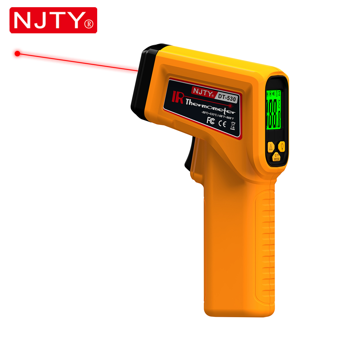 Industrial Laser Temperature Gun - Инфракрасный термометр NJTY, лазерный бесконтактный температурный