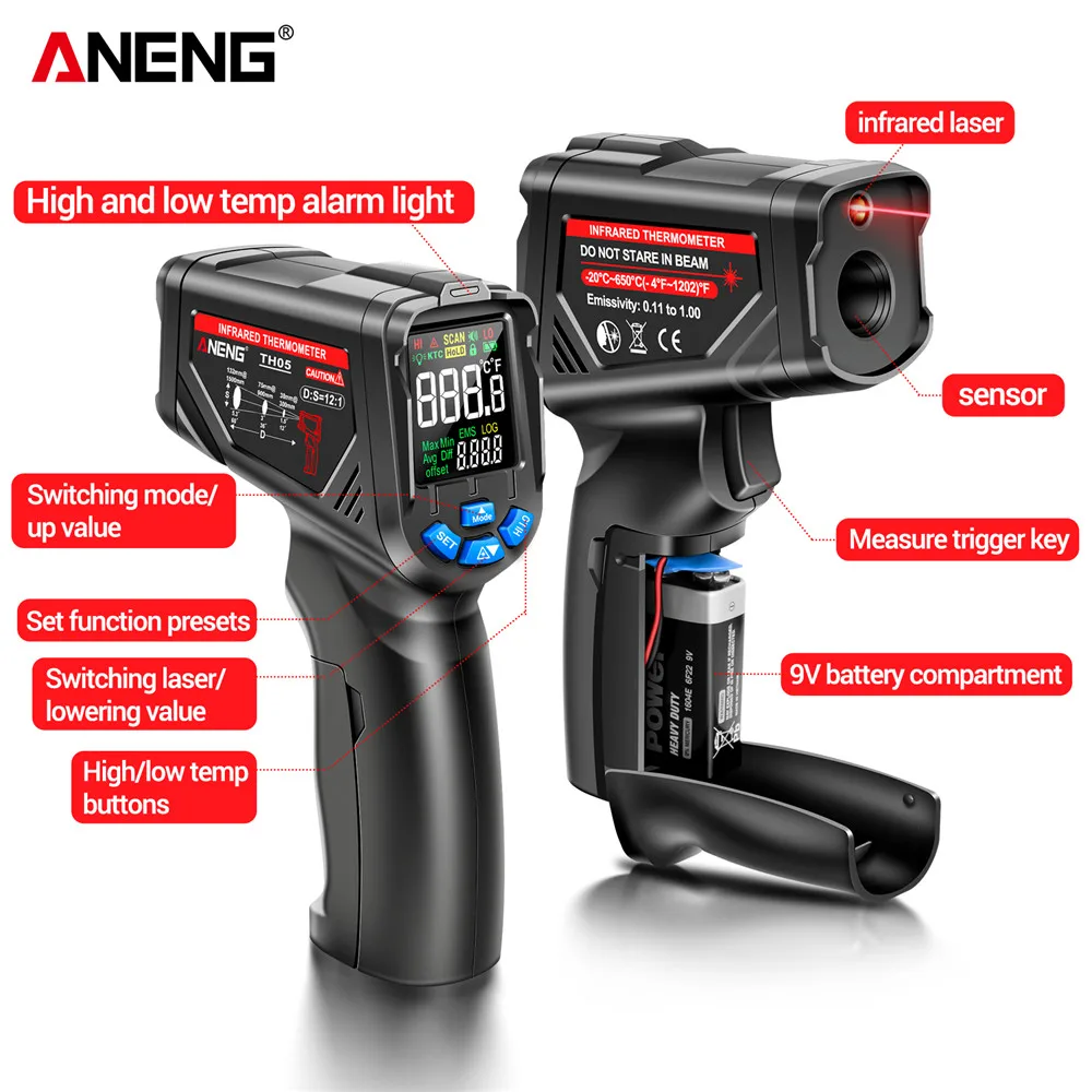 Цифровой инфракрасный тепловиз – обзор и цена Industrial Laser Temperature Gun