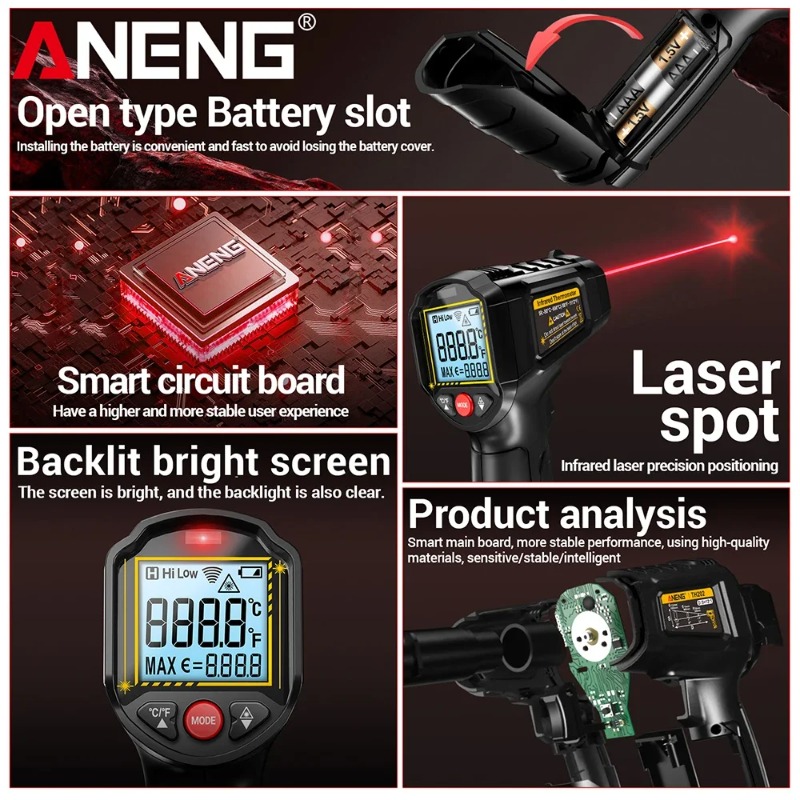 ANENG TH202 Промышленные ручны – обзор и цена Industrial Laser Temperature Gun