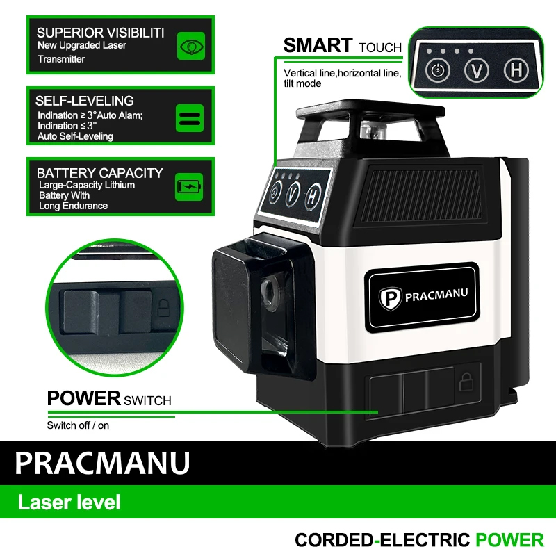 Лазерный уровень Pracmanu, сам – обзор и цена Industrial Laser Level