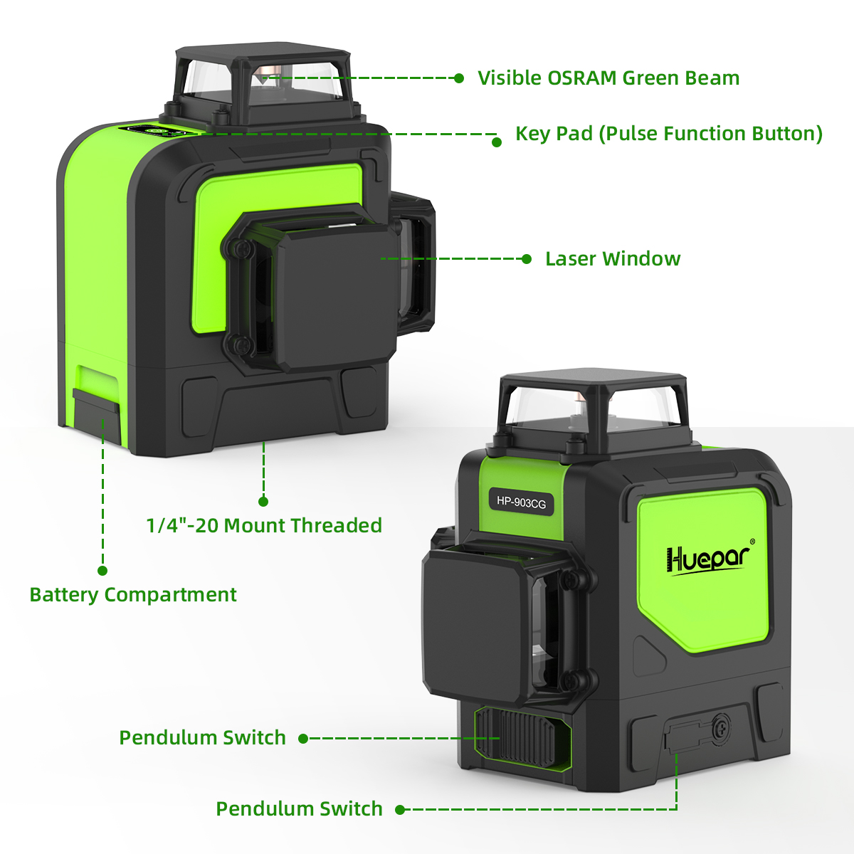 Huepar 903CG Набор 12 3D попер – обзор и цена Industrial Laser Level