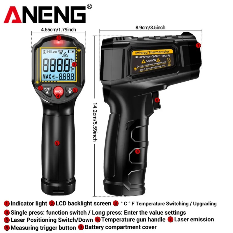 Бесконтактный инфракрасный тер – обзор и цена Industrial Laser Temperature Gun